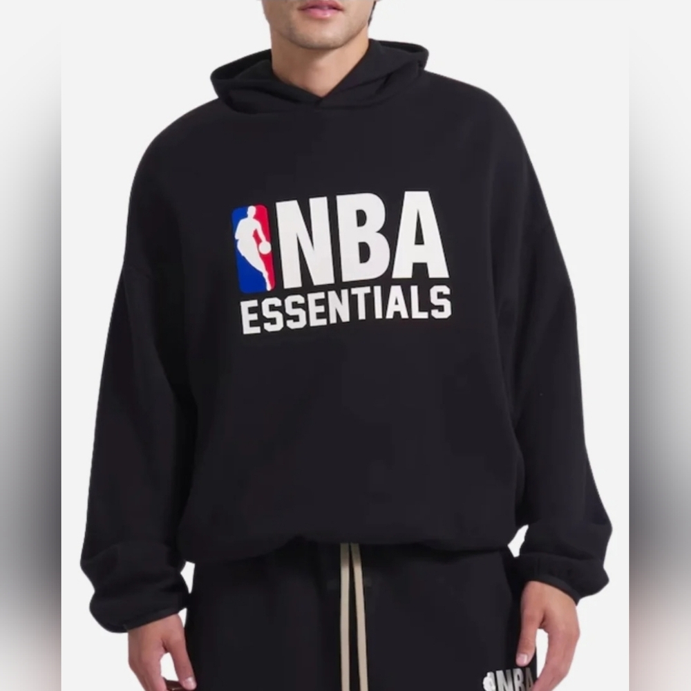 Fear of God Essentials x NBA Hoodie Black Pullover Sweatshirt Unisex Sixe S